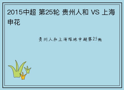 2015中超 第25轮 贵州人和 VS 上海申花