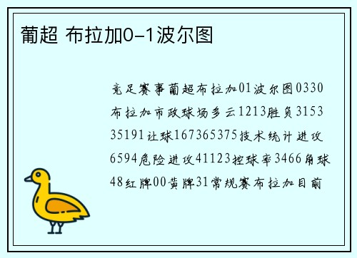 葡超 布拉加0-1波尔图